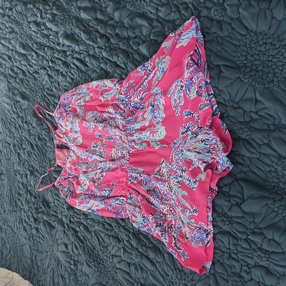 LILY PULITZER Dusk Romper Samba Print Color Capri Pink Small Adjustable Straps S - Picture 2 of 8